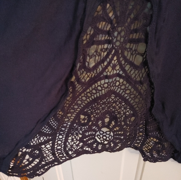 Rehoboth Open Front Cardigan XL Embroidered lace inserts back & Sleeves Boho - Picture 4 of 6